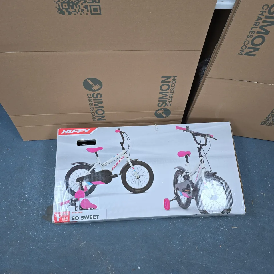 HUFFY SO SWEET 16IN KIDS BIKE – BOXED (4–6 YRS, PINK/WHITE)