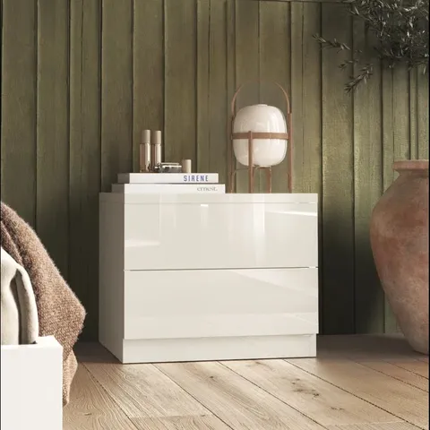 BOXED LUCE ASSEMBLED GLOSSY LACQUERED NIGHTSTAND
