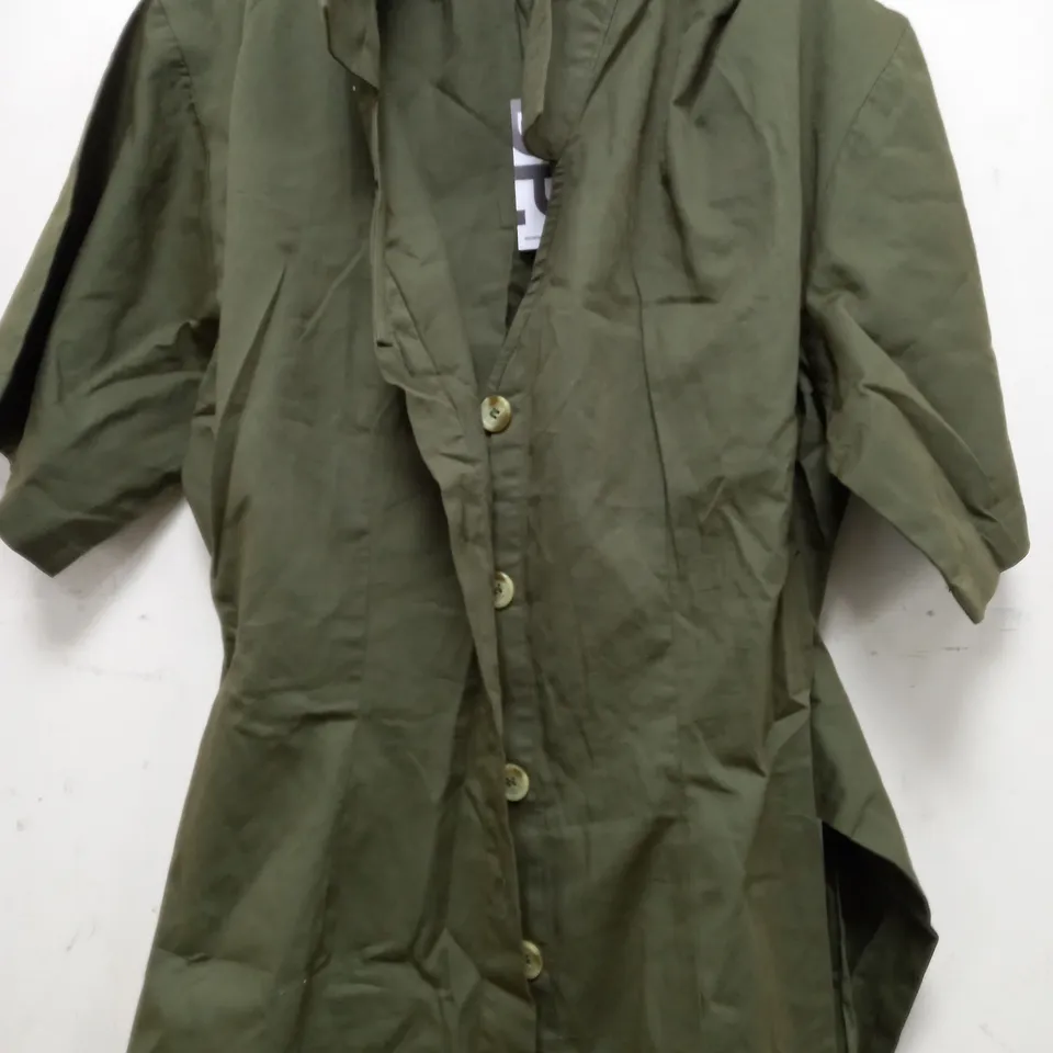 DOROTHY PERKINS WRAP SHIRT DRESS IN KHAKI GREEN - SIZE 14