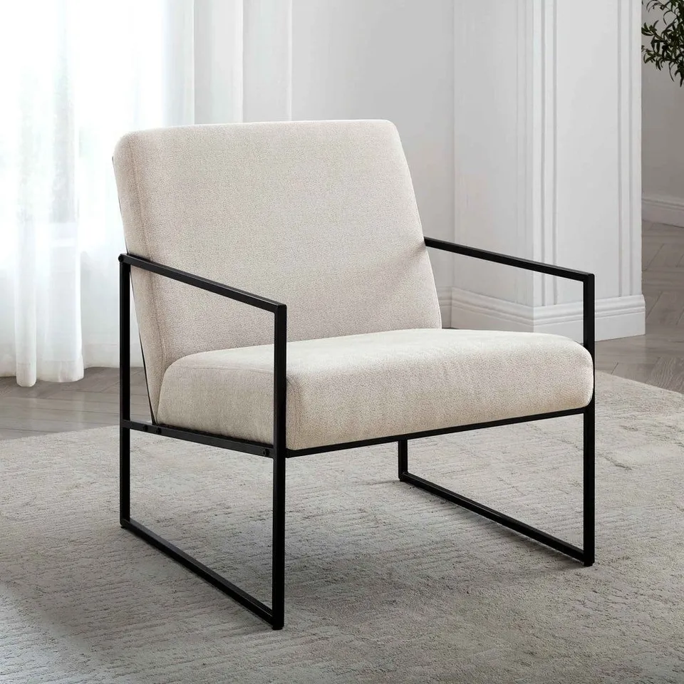 BOXED DUSK RAE ACCENT CHAIR - LIGHT BEIGE