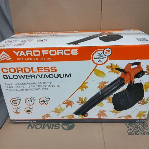 YARDFORCE CORDLESS BLOWER/VACUUM BOXED
