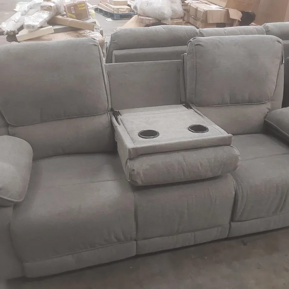 DESIGNER 3 SEATER FABRIC UPHOLSTERED MANUAL RECLINER SOFA 