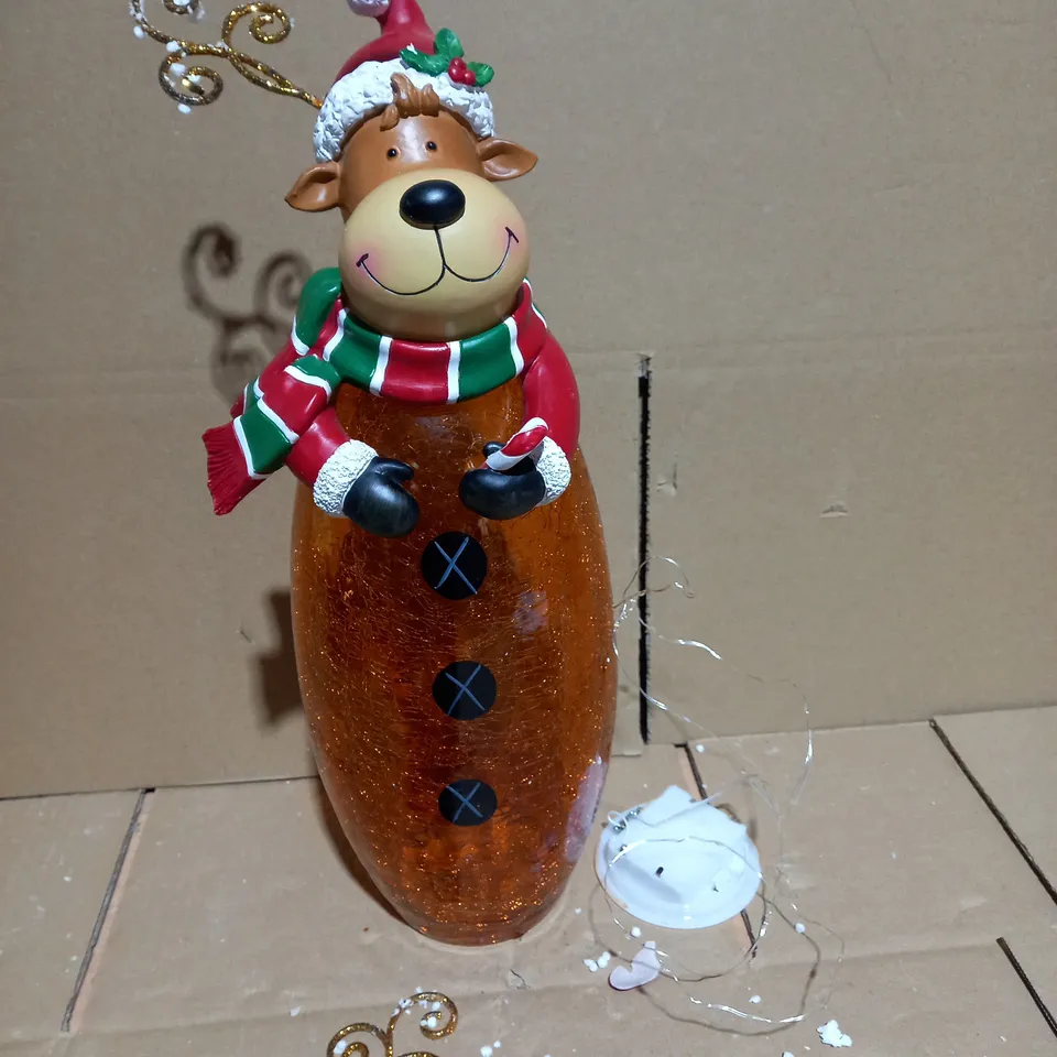 FESTIVE PRE-LIT LARGE GLASS CHRISTMAS CHARACTER - REINDEER