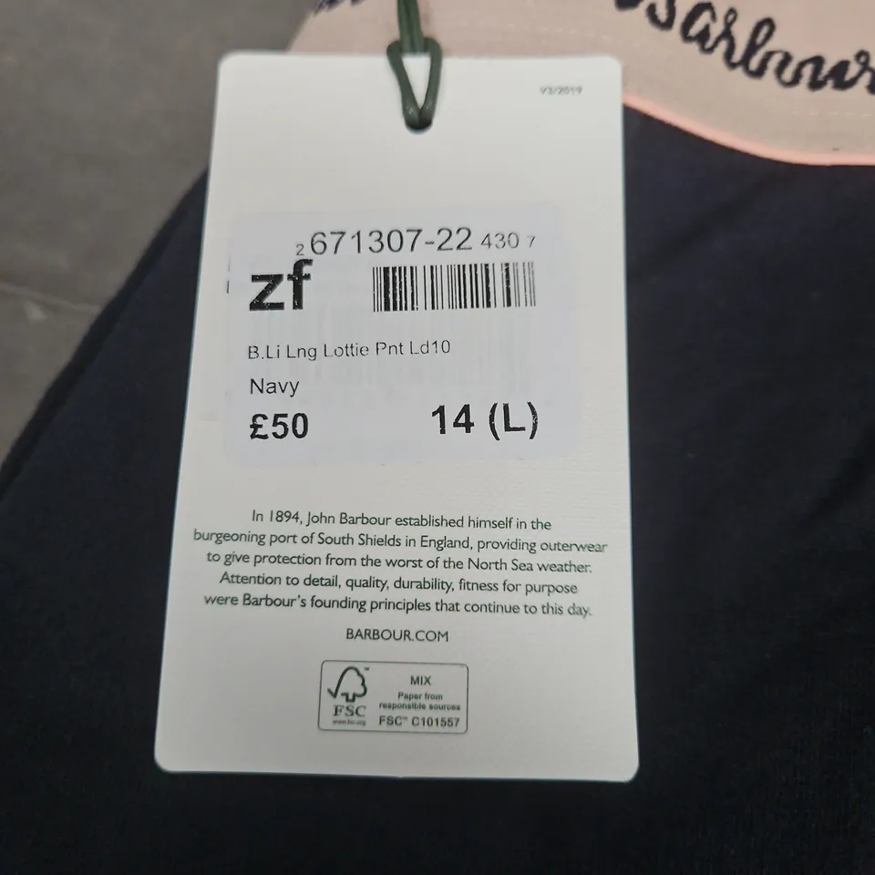 BARBOUR NAVY LOTTIE PANT – WOMEN’S LONG LENGTH, UK 14 (L)