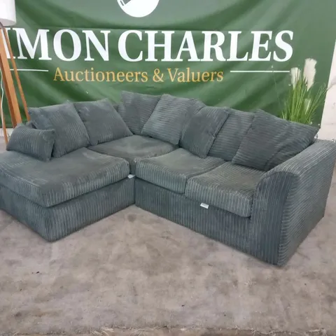 DESIGNER DUVERNAY GREY CORDED FABRIC CORNER SOFA