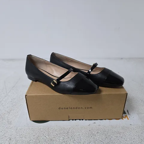 DUNE LONDON BLACK LEATHER TOE-CAP MARY JANE SHOES, UK 7 (EU 40)