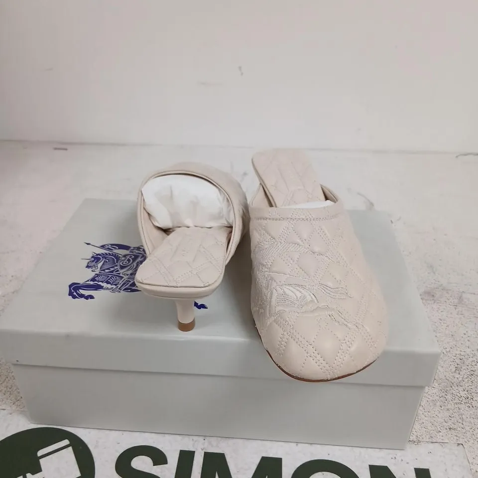 BURBERRY QUILTED LEATHER MULES – WOMEN'S, BEIGE, UK 3.5 (EU 36.5)