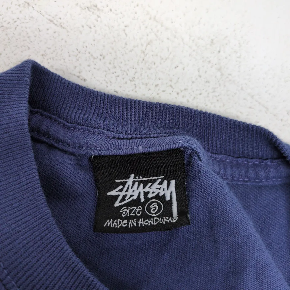 STUSSY PURPLE T-SHIRT – PERMANENT COLLECTION GRAPHIC, SIZE S, MADE IN HONDURAS