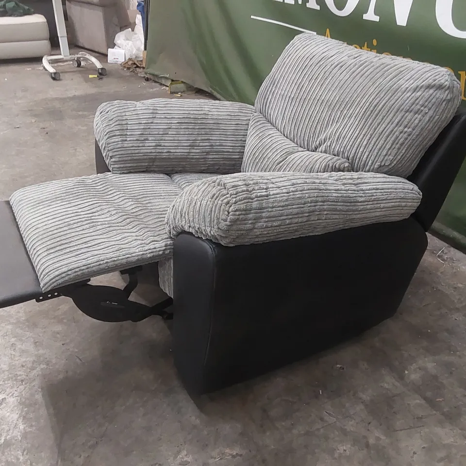 QUALITY DESIGNER SIENNA FABRIC/FAUX LEATHER RECLINER ARMCHAIR