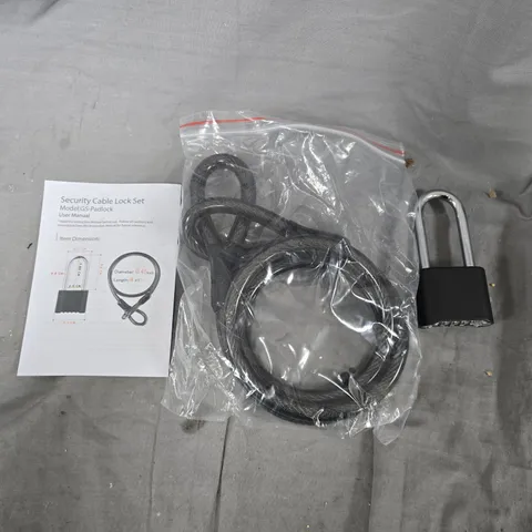 SECURITY CABLE LOCK SET IN BLACK (MODEL: GS-PADLOCK)