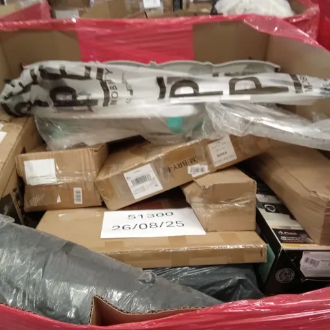 PALLET OF ASSORTED HOUSEHOLD GOODS & PRODUCTS TO INCLUDE; KIDS BICYCLE, BOXED FURNITURE ETC 