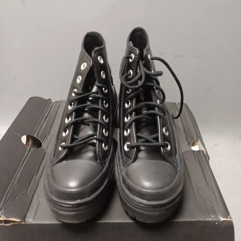 BOXED PAIR OF WOMENS CONVERSE CHUCK TAYLOR ALL STAR LUGGED SHOES IN BLACK - UK SIZE 3.5