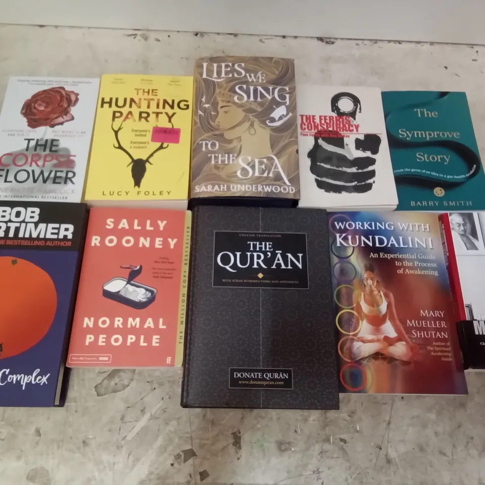 CAGE OF ASSORTED BOOKS BY DELIA OWENS, MALORIE BLACKMAN, CHRIS RIDDELL, SINCLAIR MCKAY, SALLY ROONEY, BOB MORTIMER    