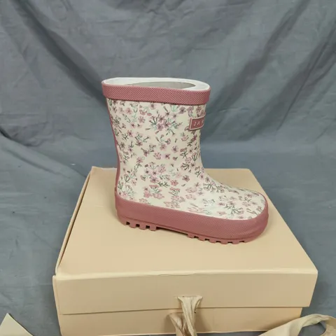 JAMIE KAY KIDS' FLORAL RAIN BOOTS – PINK & WHITE UK SIZE 6
