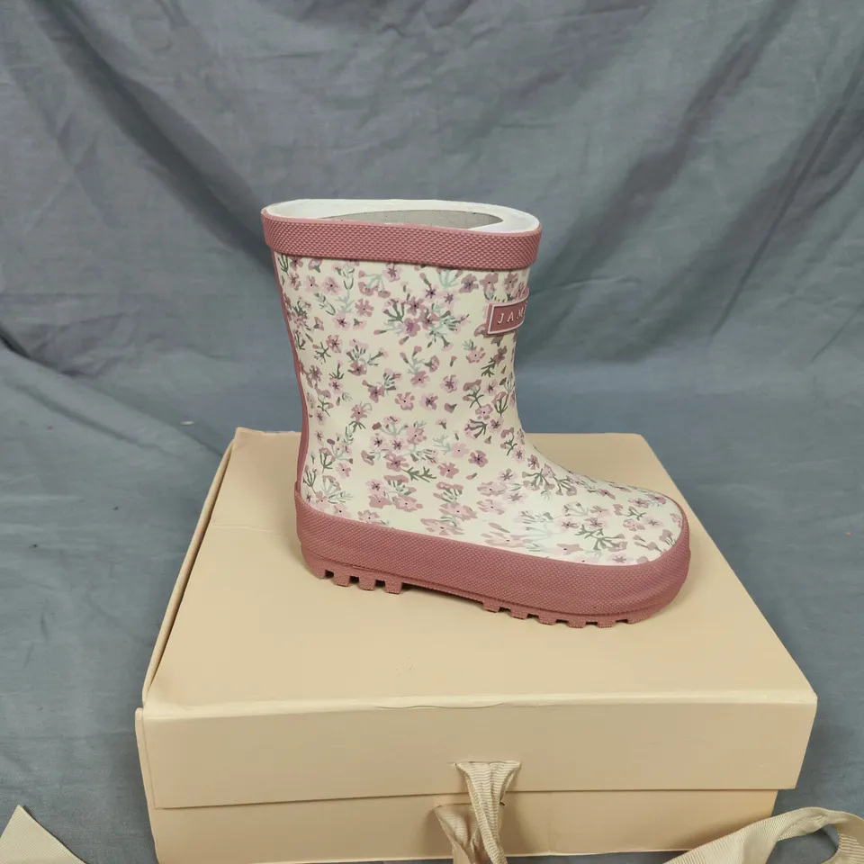 JAMIE KAY KIDS' FLORAL RAIN BOOTS – PINK & WHITE UK SIZE 6