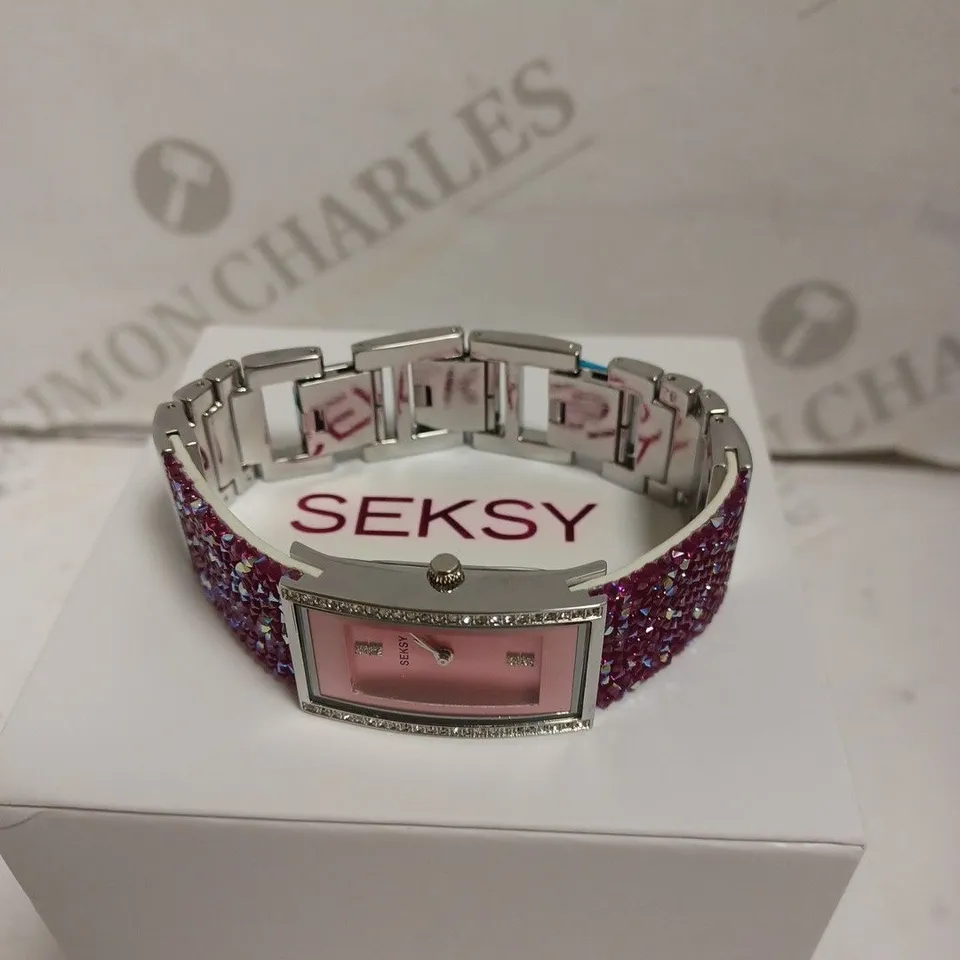 BOXED SEKSY BY SEKONDA LADIES STONE WATCH WITH STAINLESS STEEL BACK - JAPAN MOVEMENT. 
