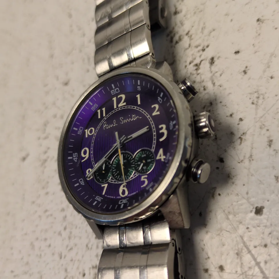 PAUL SMITH WRISTWATCH – PURPLE DIAL, STAINLESS STEEL BRACELET (CHRONOGRAPH)