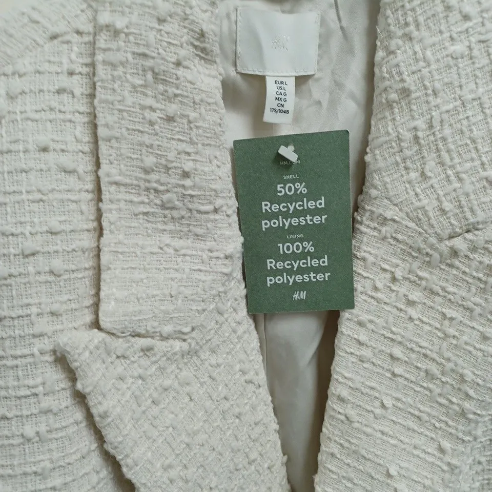 H&M TEXTURED KNIT CREAM BLAZER - EUR L