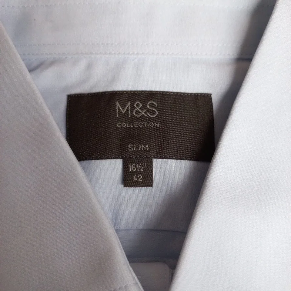 M&S COLLECTION SLIM FIT LIGHT BLUE SHIRT – COLLAR 16.5IN, CHEST 42IN
