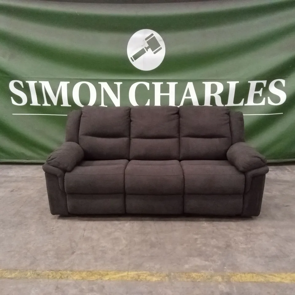 ALBION CHENILLE 3 SEATER HIGH BACK MANUAL RECLINER SOFA - CHARCOAL RRP £679