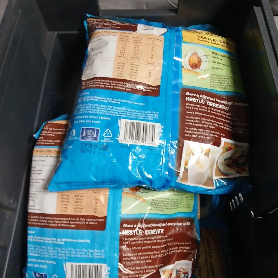 BOX OF APPROXIMATELY 5 ASSORTED NESTLE CEREVITA CEREAL INCLUDING COCOA & MALT AND CORN & WHEAT - EXPIRY DATE SEP 26