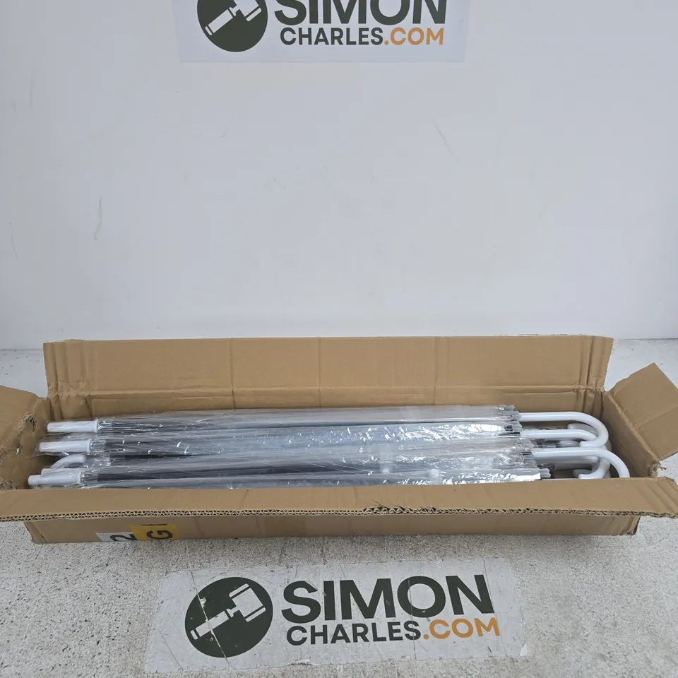 UMBRELLAS (APPROX. 10) WHITE CURVED-HANDLE – BOXED