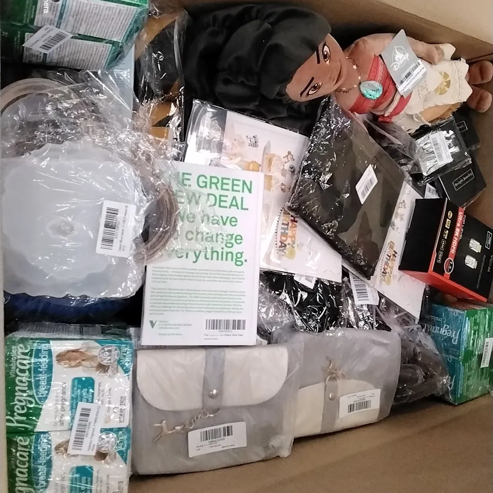 PALLET CONTAINING 4 BOXES OF ASSORTED HOUSEHOLD ITEMS TO INCLUDE BOXED PAIRS OF ALLOT SHOES, VITAMINS AND DISNEY PLUSHIE
