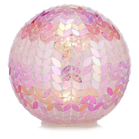 GARDEN REFLECTIONS COLOUR CHANGING 20CM MOSAIC BATTERY OPERATED GLOBE LIGHT IN PINK