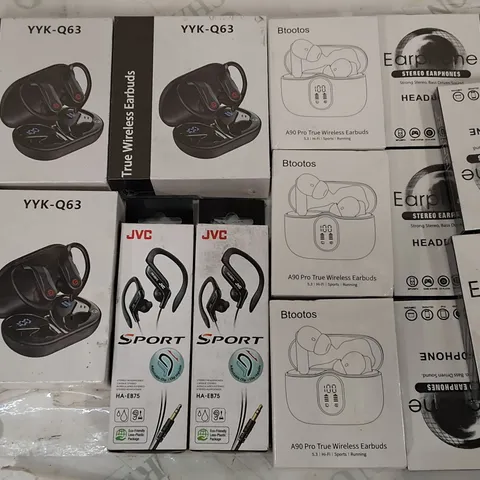 LOT OF 18 ASSORTED SET OF SEALED EARPHONES AND EARBUDS