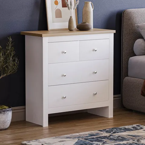 BOXED MORLEY 79cm W 4-DRAWER CHEST OF DRAWERS - WHITE (1 BOX)