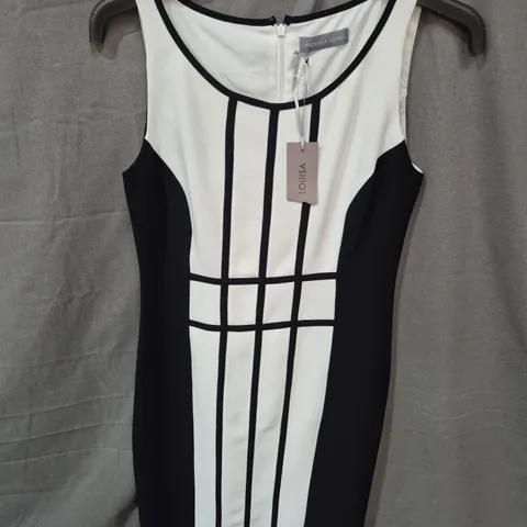 Michaela Louisa Women's Black & White Geometric Panel Dress - SIZE