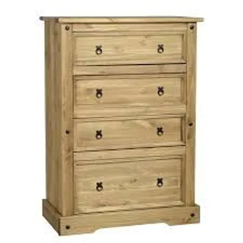 BOXED CORONA PINE 4 DRAWER CHEST - DISTRESSED WAXED PINE (2 BOXES)