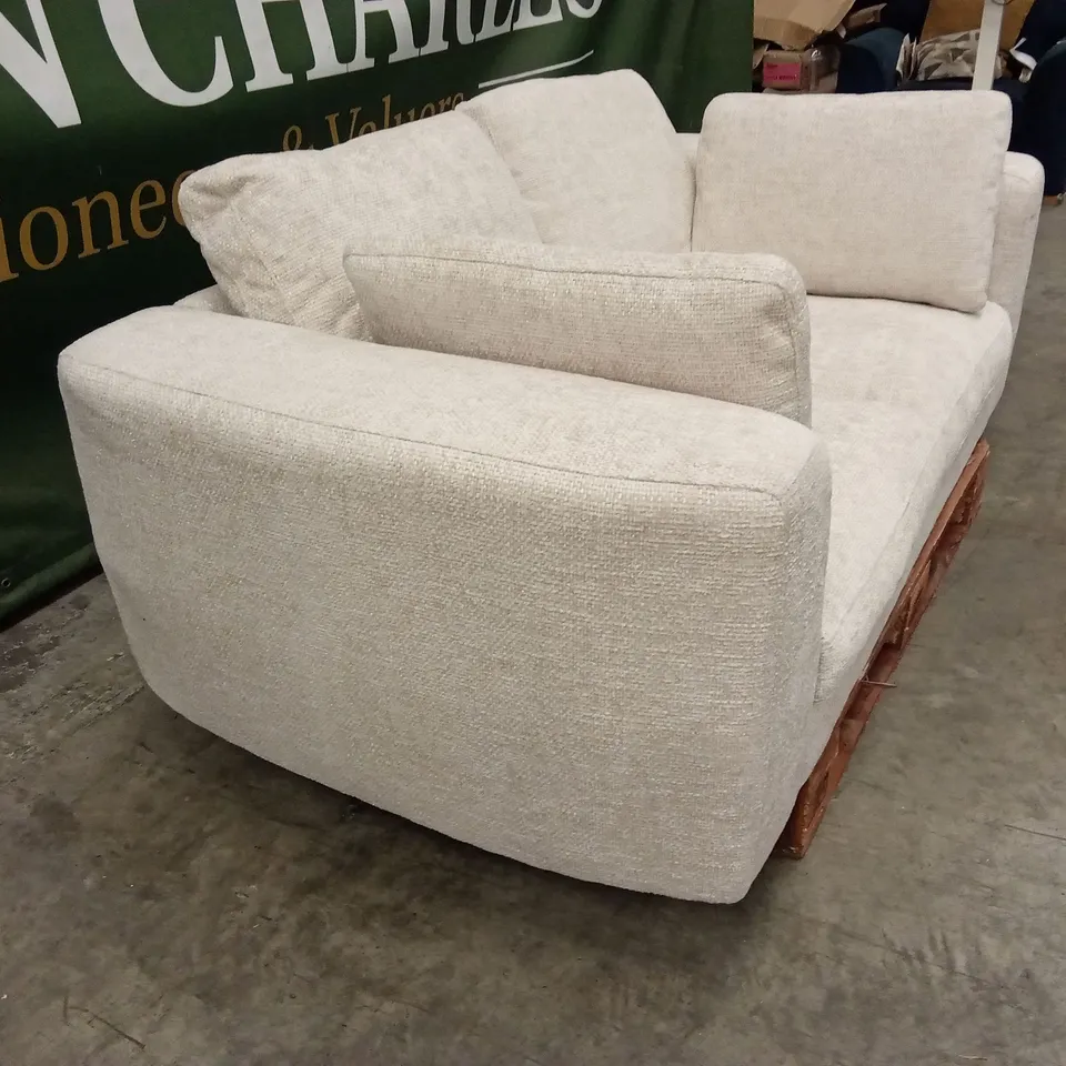 DANETTI QUINN NATURAL FABRIC DARK WOOD 2 SEATER SOFA RRP £849