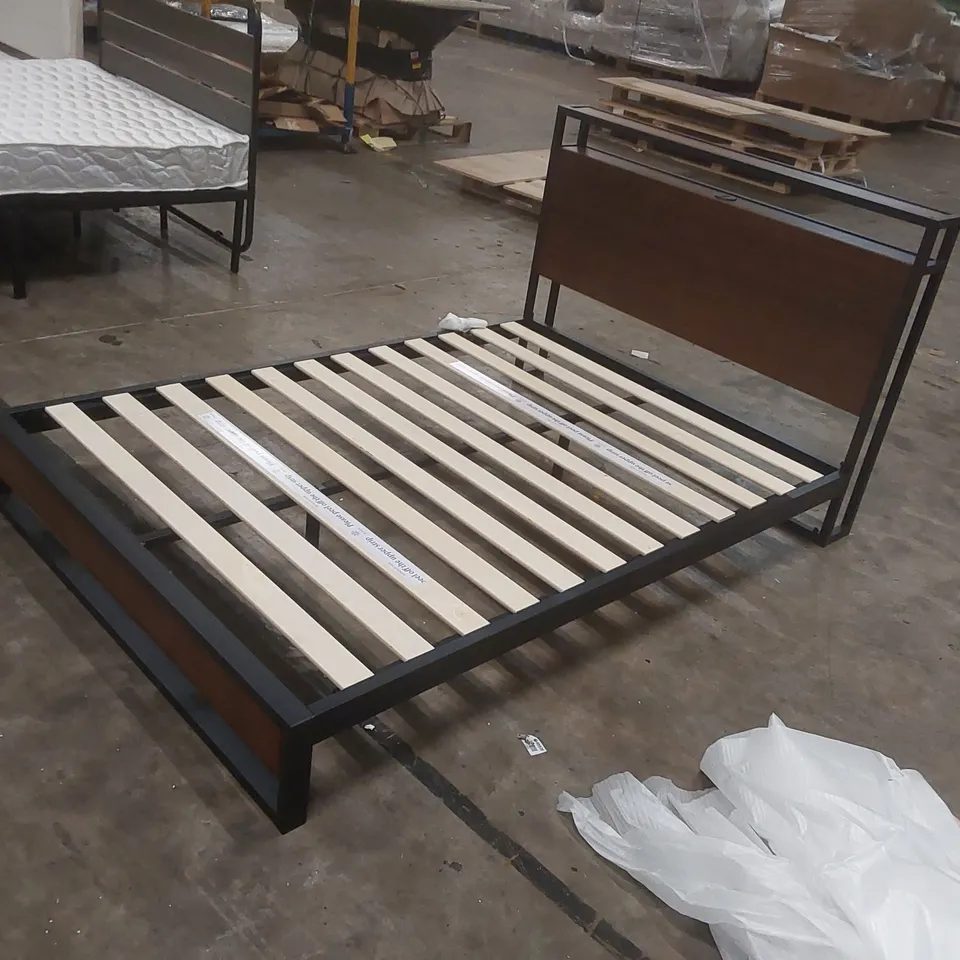 DESIGNER 4'6 DOUBLE BED FRAME WITH POWER OUTLET