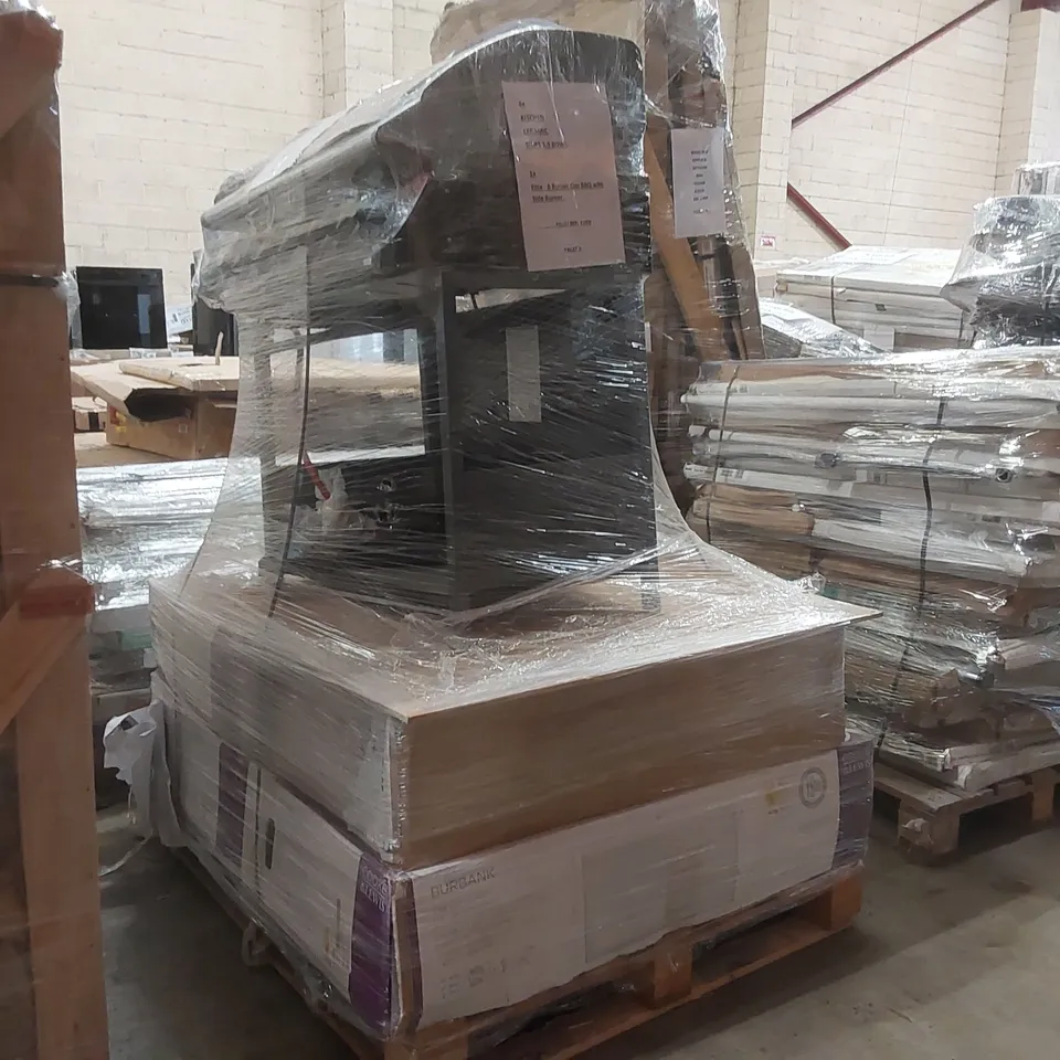 PALLET CONTAINING APPROXIMATELY 4x KITCHEN SINKS, 1x ELITE 6 BURNER GAS BBQ