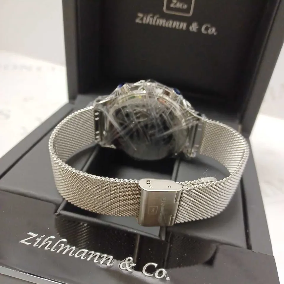 ZIHLMANN & CO TACHYMETER CHRONOGRAPH TRIPLE DIAL MESH STRAP WRISTWATCH