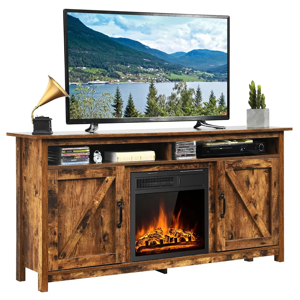 BOXED COSTWAY 60" TV STAND ENTERTAINMENT UNIT - BROWN (1 BOX)