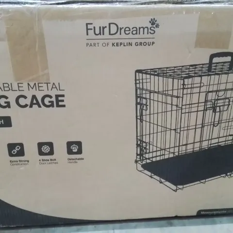 BOXED FURDREAMS FOLDABLE METAL DOG CAGE 24 INCH