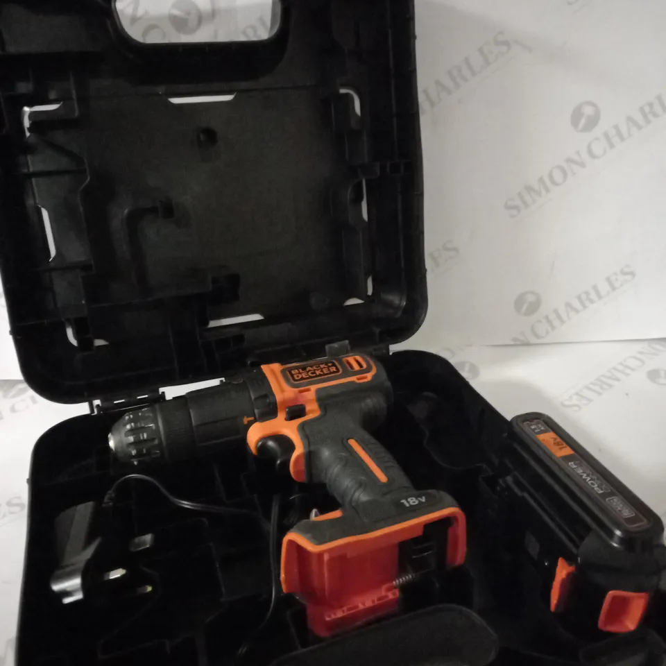 BLACK+DECKER 18 V CORDLESS 2-GEAR COMBI HAMMER DRILL POWER TOOL (BCD70051K)
