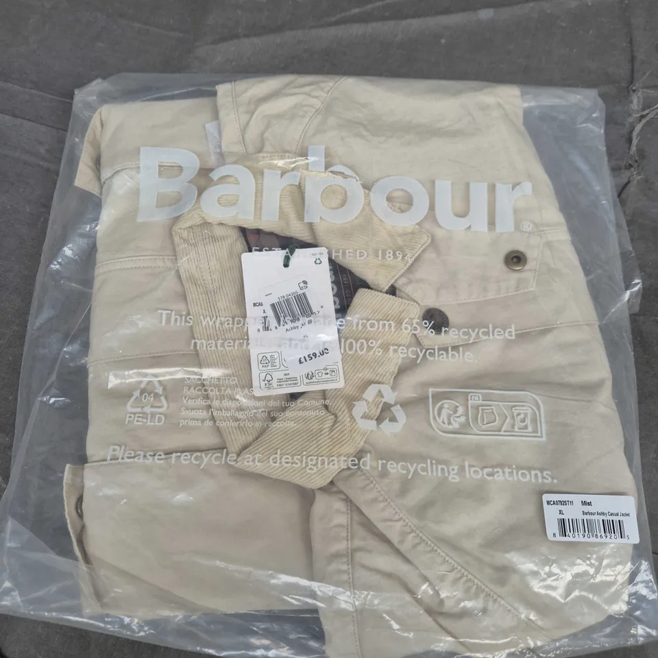 BAGGED BARBOUR ASHBY CASUAL JACKET IN CREAM - XL