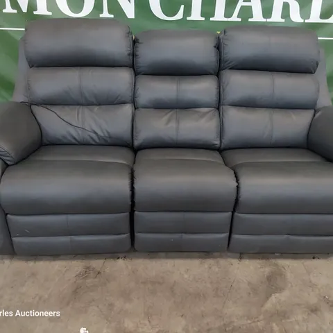 QUALITY BRITISH DESIGNER G PLAN GREENWICH POWER RECLINING THREE SEATER SOFA CAMBRIDGE PETROL BLUE LEATHER
