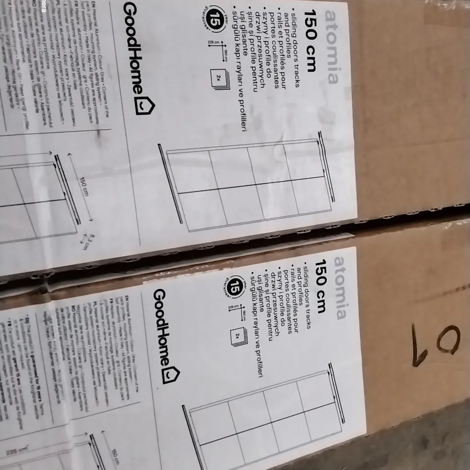 LOT OF 2 ATOMIA 150CM SLIDING DOOR TRACKS AND PROFILES