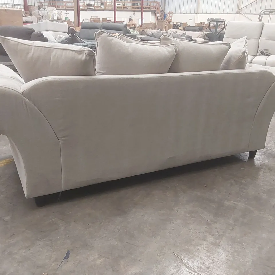 QUALITY DESIGNER WINDSOR 3 SEATER FABRIC SOFA - NATURAL