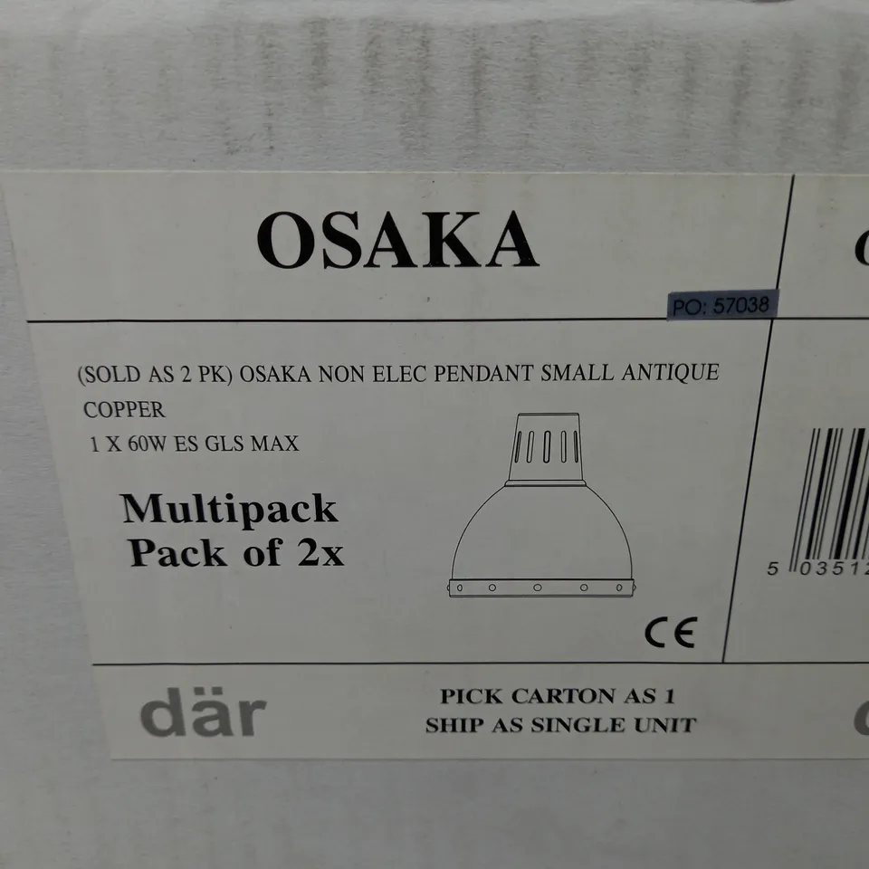 DAR OSAKA NON SET OF 2 ELECTRIC PENDANT SHADE IN ANTIQUE COPPER 