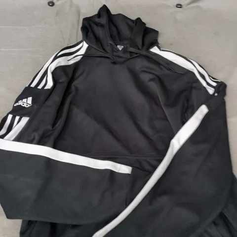 ADIDAS TRACK TOP HOODIE – BLACK/WHITE – AEROREADY, UK L