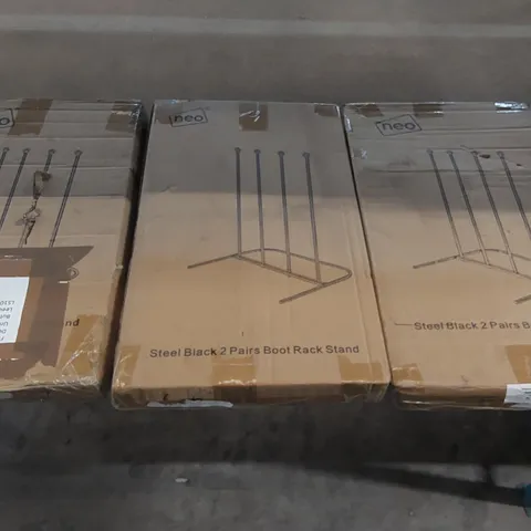 LOT OF 3X BOXED NEO STEEL BLACK 2 PAIR BOOT RACK STANDS (1 ITEM)