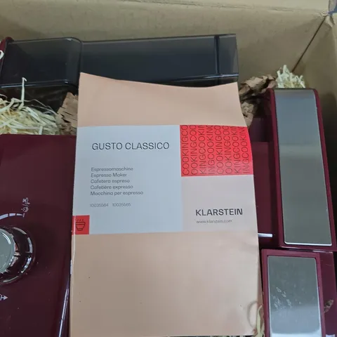 KLARSTEIN GUSTO CLASSICO ESPRESSO MAKER – RED, BOXED