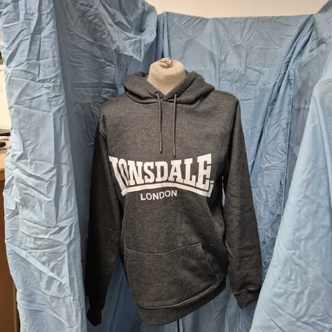 LONSDALE LONDON CHARCOAL HOODIE - UK M (EU M; US L)