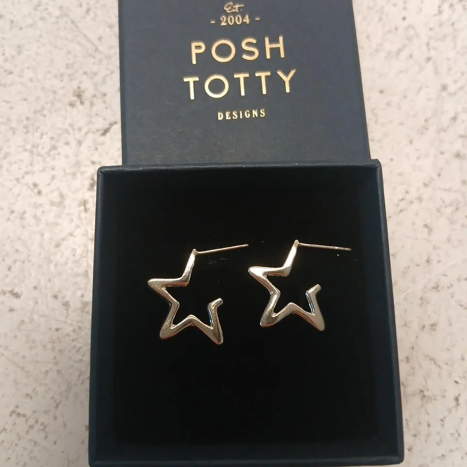 POSH TOTTY DESIGNS OPEN STAR HOOP EARRINGS STERLING SILVER