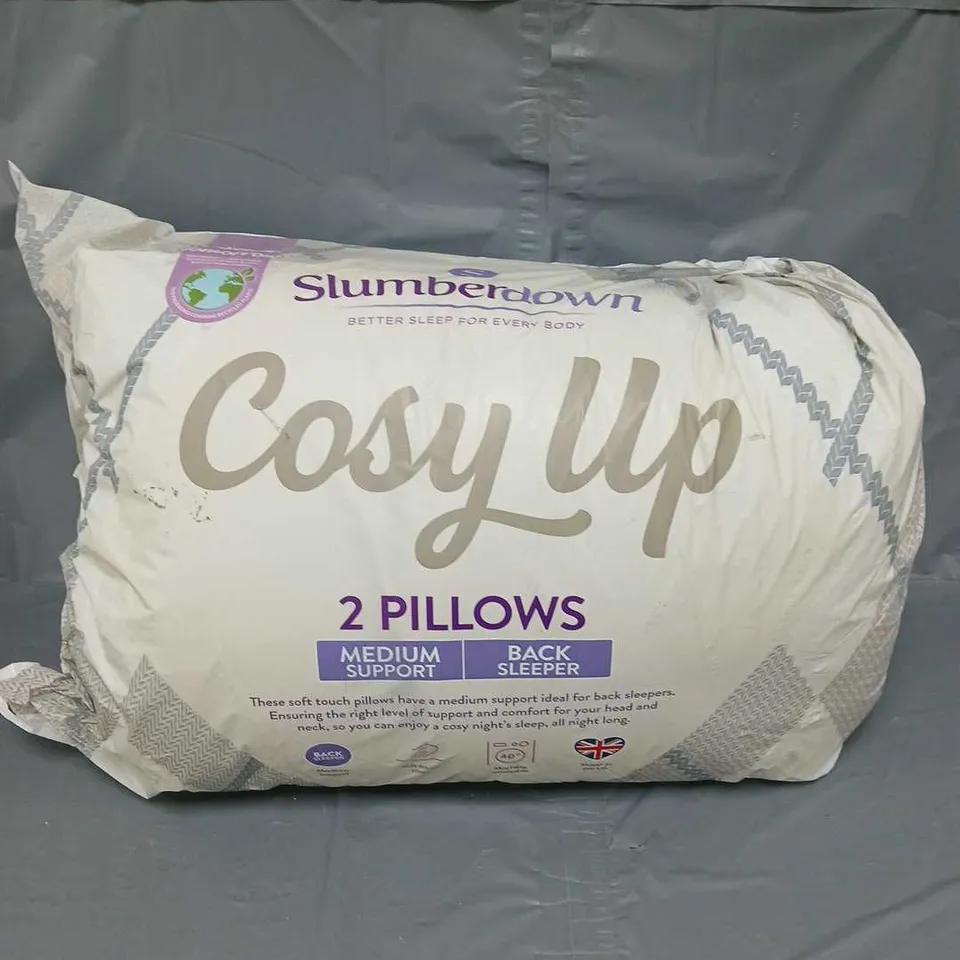 PAIR OF SLUMBERDOWN COSY UP MEDIUM SUPPORT PILLOWS